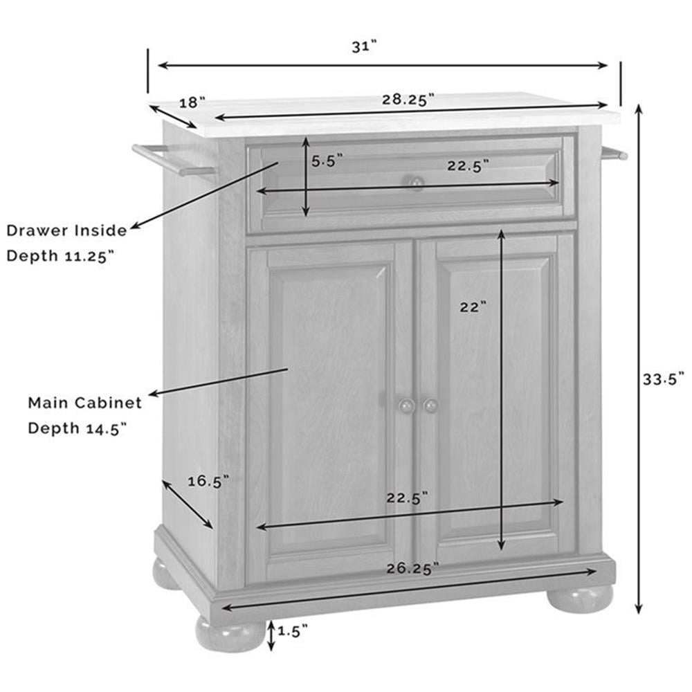 Crosley Furniture Alexandria Solid Wood Portable Kitchen Island in White
