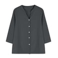 thumbnail image 6 of Vinsonshop Women's Linen Button-down Shirts Cotton Shirts Casual Comfort Work Tops Summer Cotton Work Blouses Summer Gauze Shirts Camisas Para Mujer Loose Top Linen Clothes for Women Gray XXL, 6 of 9