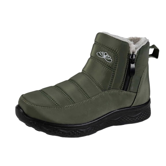 DeHolifer Boots for Women Plus-Size Fleece-Lined Thick-Soled Warm Comfortable Snow Boots with Zipper