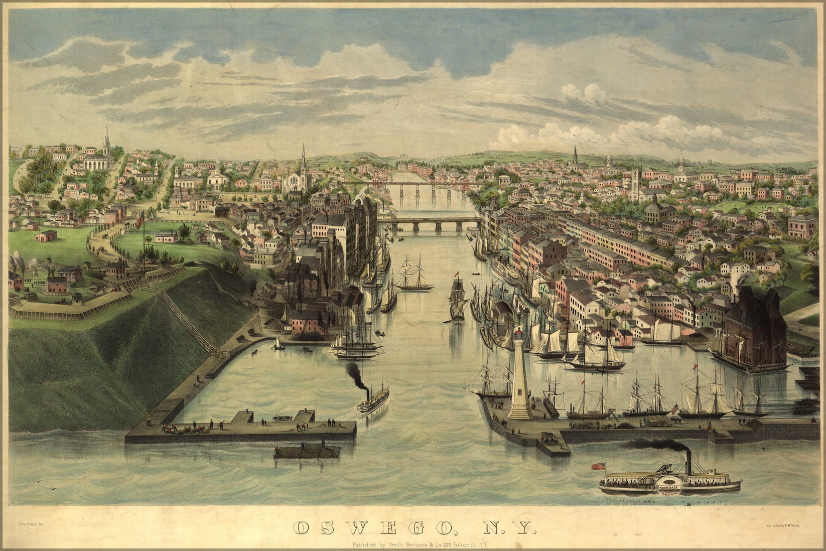 24"x36" Gallery Poster, map of Oswego new york state 1855