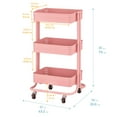 thumbnail image 2 of ECR4Kids 3-Tier Metal Rolling Utility Storage Cart, Multipurpose Organization, Pink, 2 of 6
