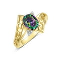 thumbnail image 6 of RYLOS Rings for Women 14K Gold Plated Silver Greek Key Designer Ring 9X7MM Gemstone & Diamond Ring June Alexandrite Jewelry Size 10, 6 of 7