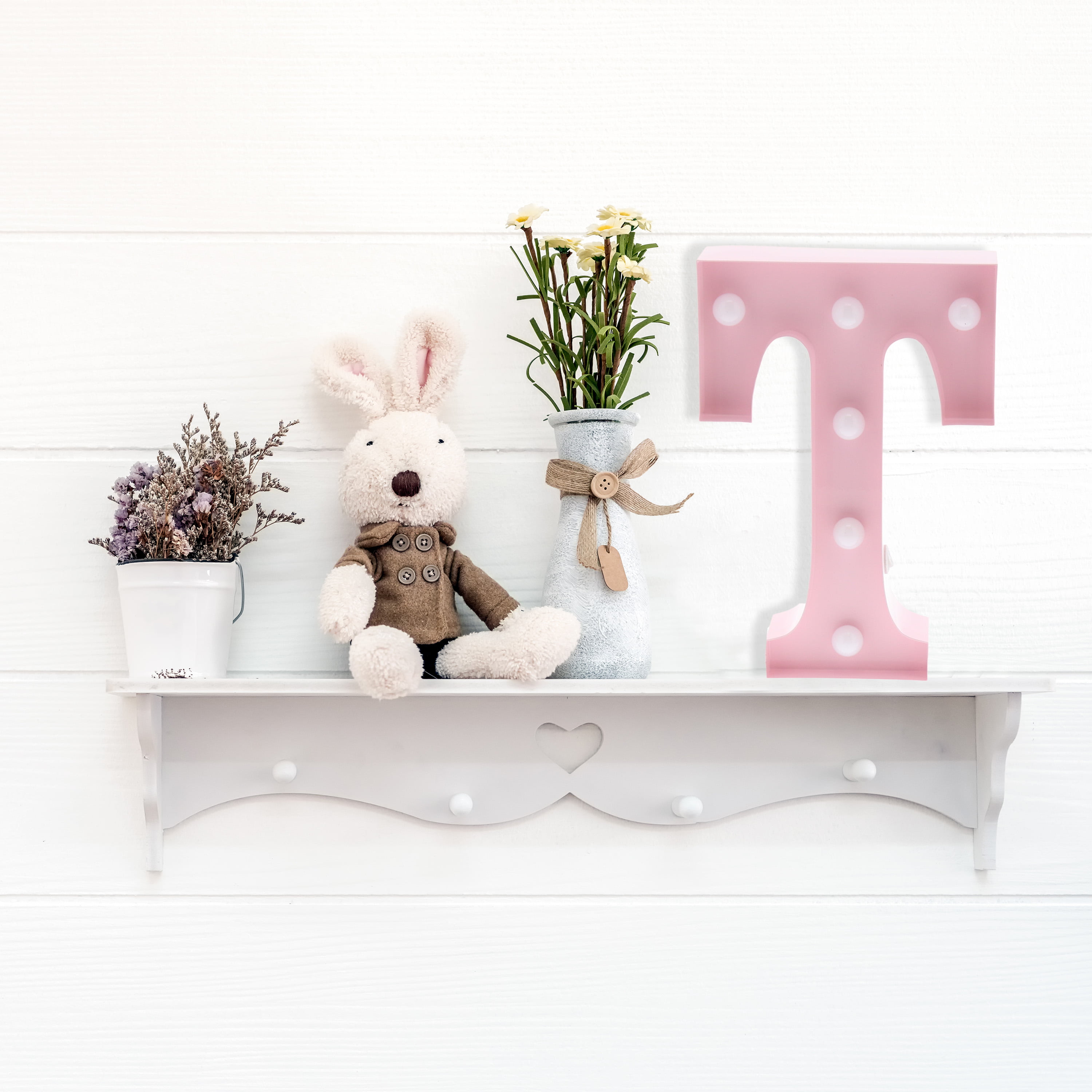 Home and Event Decoration 9” Barnyard Designs Metal Marquee Letter V Light Up Wall Initial Nursery Letter Baby Pink 