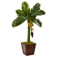 thumbnail image 2 of Nearly Natural Banana Tree with Wooden Planter in Green, 2 of 2