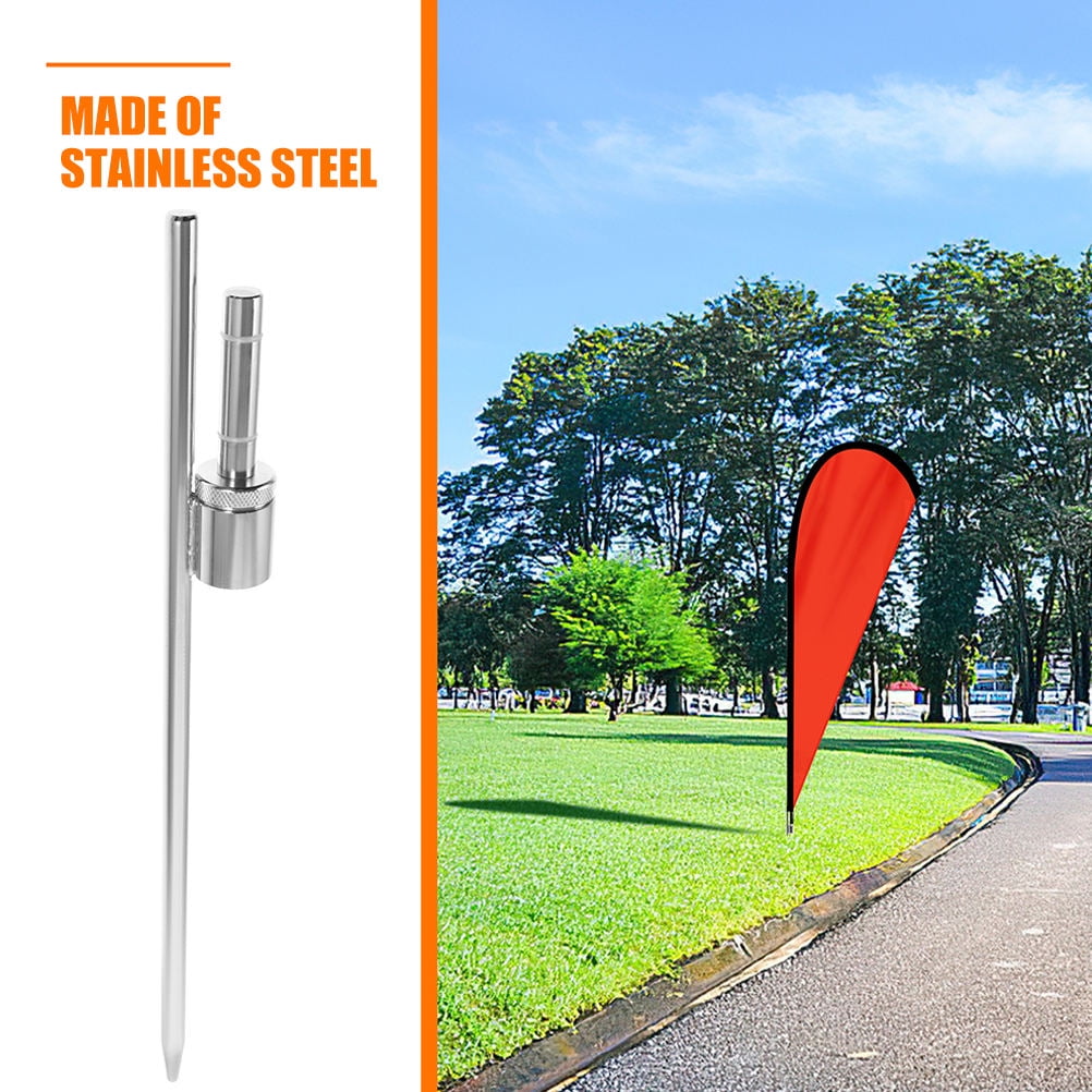 Raindrops 2-Pack Heavy Duty Stainless Steel Ground Stakes for Flagpoles, Flag Base Rods, Strong Flagpole Ground Spikes