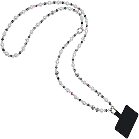 GJX Phone Lanyard Crossbody, Beaded Phone Strap Holder Chain, Multifunctional Lanyard Compatible with Most Smartphones