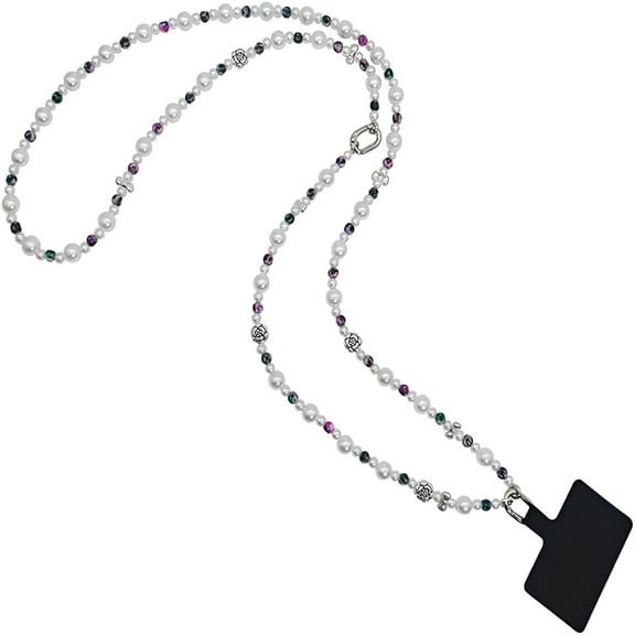 GJX Phone Lanyard Crossbody, Beaded Phone Strap Holder Chain, Multifunctional Lanyard Compatible with Most Smartphones