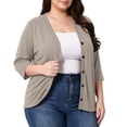 thumbnail image 5 of cocolona Womens Plus Size Lightweight Cardigans Button Down 3/4 Sleeve Solid Color Open Front Cover Up Casual Loose Outerwear, 5 of 6