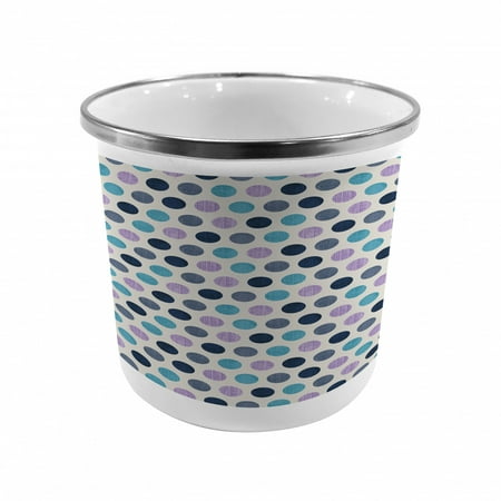 

Geometric Steel Camping Mug Old School Retro Style Vintage Traditional Polka Dots with Grunge Texture Image Printed Thermal Cup for Camping and Outdoor Activities by Ambesonne