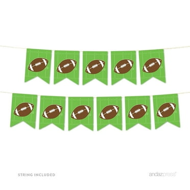 Birthday Hanging Pennant Party Banner with String, Graphics, Football Touchdown! Party, 5-Feet, Includes String