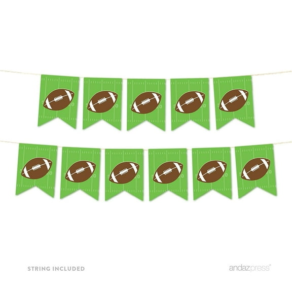 Birthday Hanging Pennant Party Banner with String, Graphics, Football Touchdown! Party, 5-Feet, Includes String