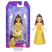 Disney Princess Belle Small Doll, Brown Hair & Purple Eyes, Signature Look with Yellow Gown