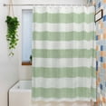 thumbnail image 3 of Shower Curtains for Bathroom-72"x72",Sage Green Linen Striped Waterproof Bath Curtain Grommet Shower Curtain Set with Hooks, 3 of 9