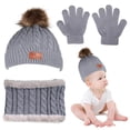 thumbnail image 4 of Thinson Children's hat, scarf, gloves, three piece set, gray, 4 of 9