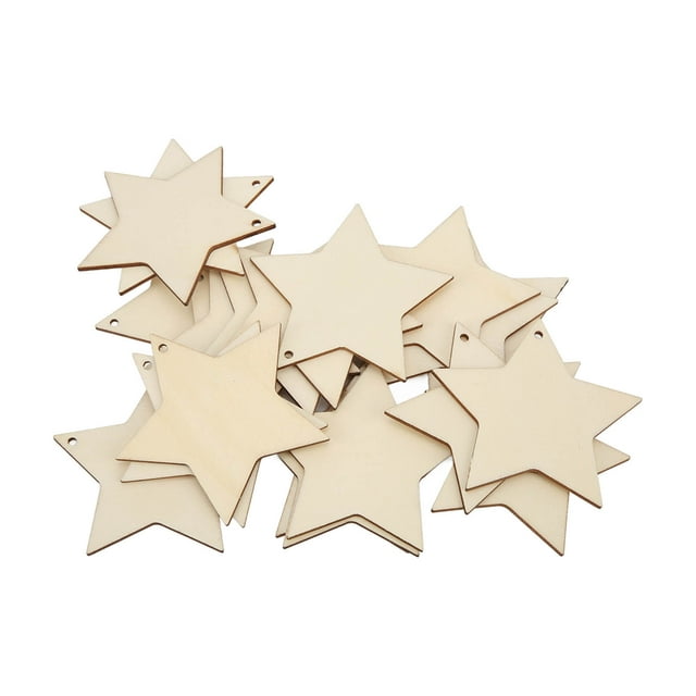 Star Wood Chips, Blank Star Wood Chip Safe Non- Durable Antiallergic For DIY Projects For Tag Making