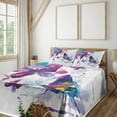 thumbnail image 2 of Ambesonne Butterfly Fitted & Top Sheet Set with Shams, Watercolor Art Modern, Multicolor, 2 of 5