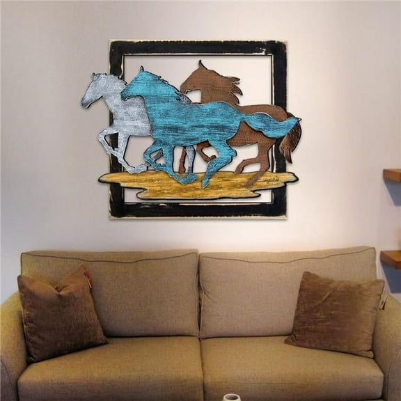 Designocracy G98160-18 Horse Head in Frame Rustic Wooden Art