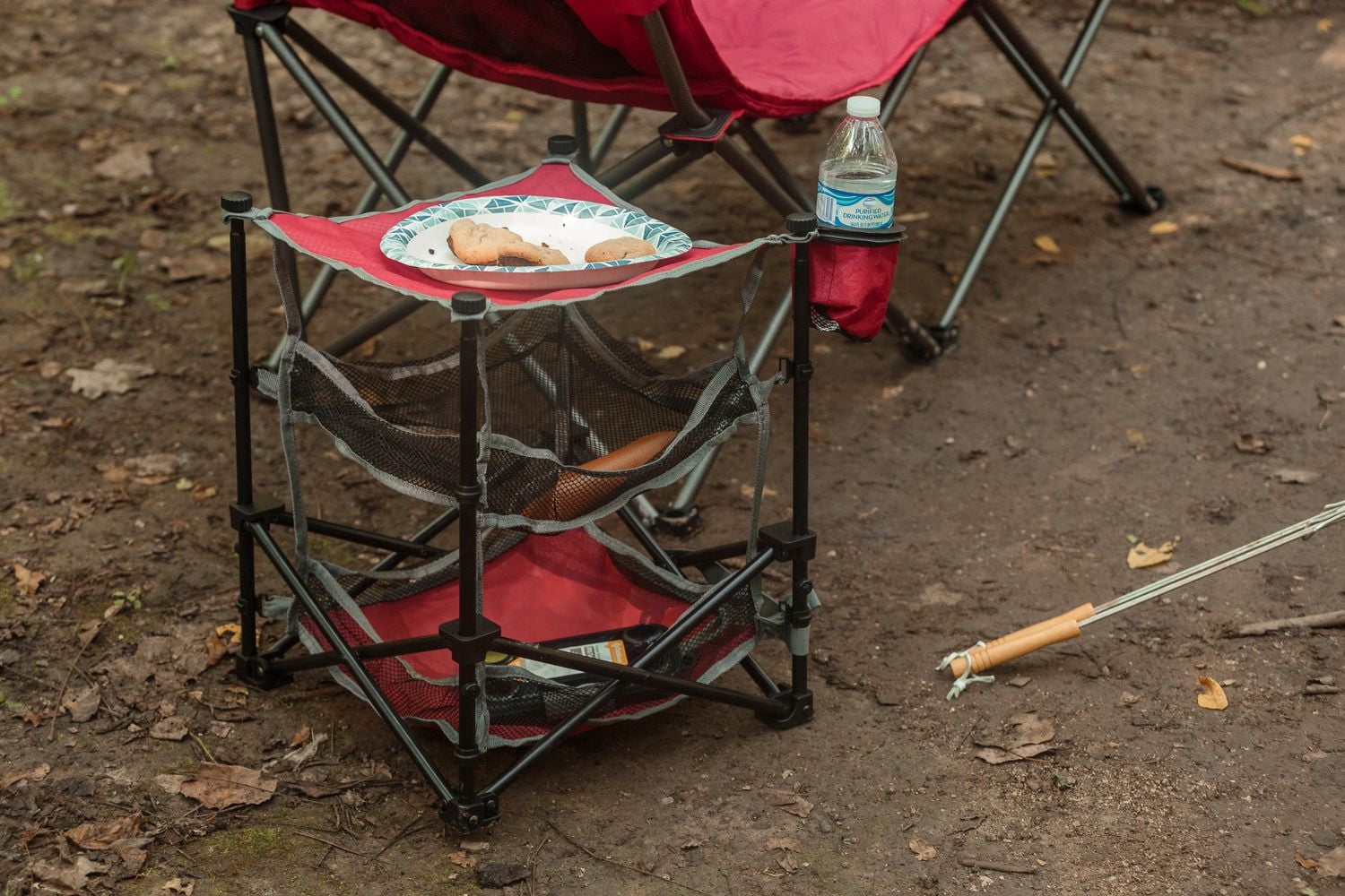 Ozark Trail Folding End Table, Red, Cup Holder, Outdoor Camping