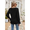thumbnail image 2 of Camiseta holgada shaofei de manga larga con escote en V y encaje para mujer color liso otoño XXL amarillo, 2 of 5