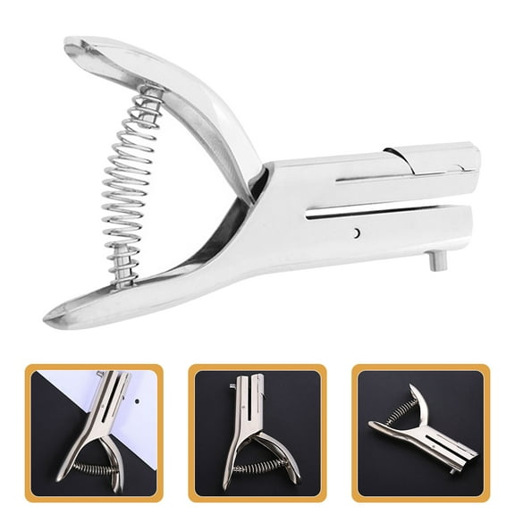 FRCOLOR  Desktop Id Card Hole Punch Tool for Name Badges Handheld Paper Puncher Silver