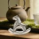 thumbnail image 5 of Figura de caballo mecedor de cerámica, figura de animal, coleccionable, regalo, decorativa, Plata, 5 of 7