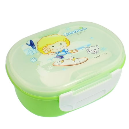 Plastic English Letter Pint Lid Oval Lunchbox Pail Food Container w Spoon