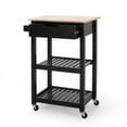 thumbnail image 6 of Rolling Kitchen Cart with Drawers and Shelves, Black Wooden Kitchen Storage Cart with Towel Rack and Lockable Wheels, Space-Saving Kitchen Island for Small Spaces, 6 of 9