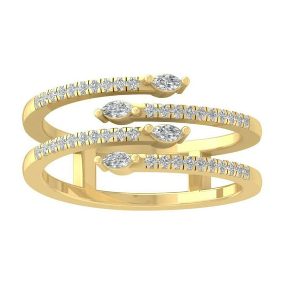ARAIYA FINE JEWELRY 10K Yellow Gold Round and marquise-shape Lab Grown Diamond Fashion Ring (1/4 cttw, VS Clarity, D-F Color) Size 6