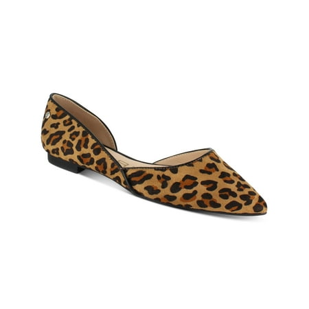 

TAHARI GIRL Womens Brown Leopard Print Dorsay Cushioned Studded Izabelle Pointed Toe Slip On Flats 8.5 M