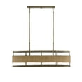 thumbnail image 2 of Burnished Brass with Natural Rattan Four Light Linear Chandelier from the Arcadia Collection, 2 of 6