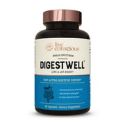 Live Conscious DigestWell Digestive Enzymes, Probiotic & Herbal Formula, 90 ct