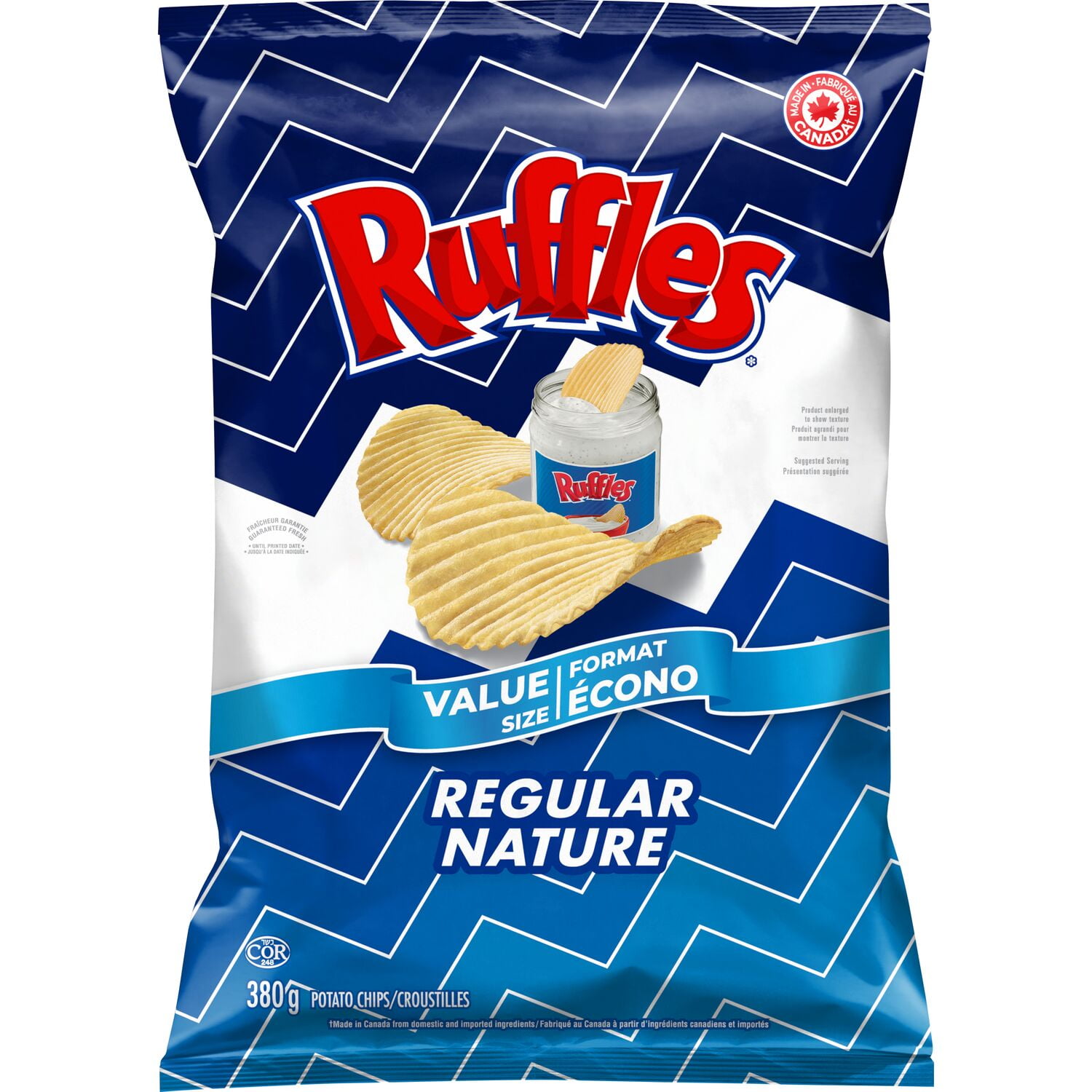 Ruffles croustilles Nature, format écono 380 g.