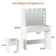 thumbnail image 3 of Vanity Table Set with Lighted Mirror,Makeup Vanity with Lights, Large Drawer Sturdy Wood Vanity, White, 3 of 10