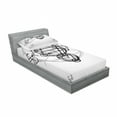 thumbnail image 3 of Ambesonne Grey Fitted Sheet & Pillow Sham Set, Sketch Illustration, Queen, Black Grey White, 3 of 3