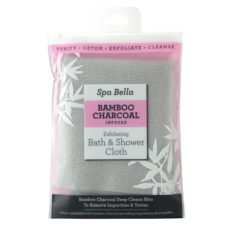 Spa Bella Exfoliating Bath & Shower Cloth, Bamboo Charcoal
