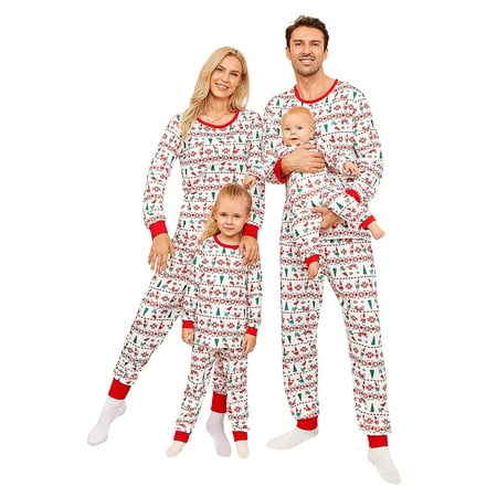 

Ma&Baby Matching Family Pajamas Sets Christmas PJ s Long Sleeve Tee and Bottom Loungewear