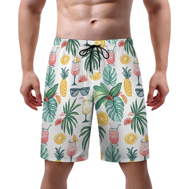 NICKSUN Men's Swim Trunks, Cute Print Quick Dry Summer Board Beach Shorts with Mesh Lining and Pockets