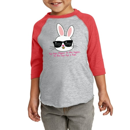

HIP HOP Easter Bunny Graphic Toddler Raglan - Happy Easter Day Tshirt for Kids - Christian Shirt Gifts