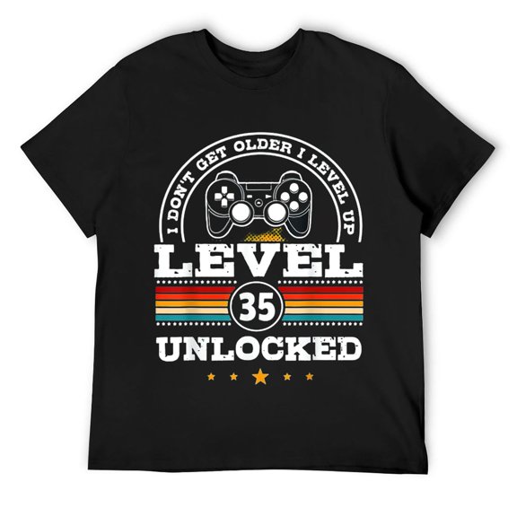 Mens I Dont Get Older funny Level 35 Unlocked 35th Birthday Gamer T-Shirt Black