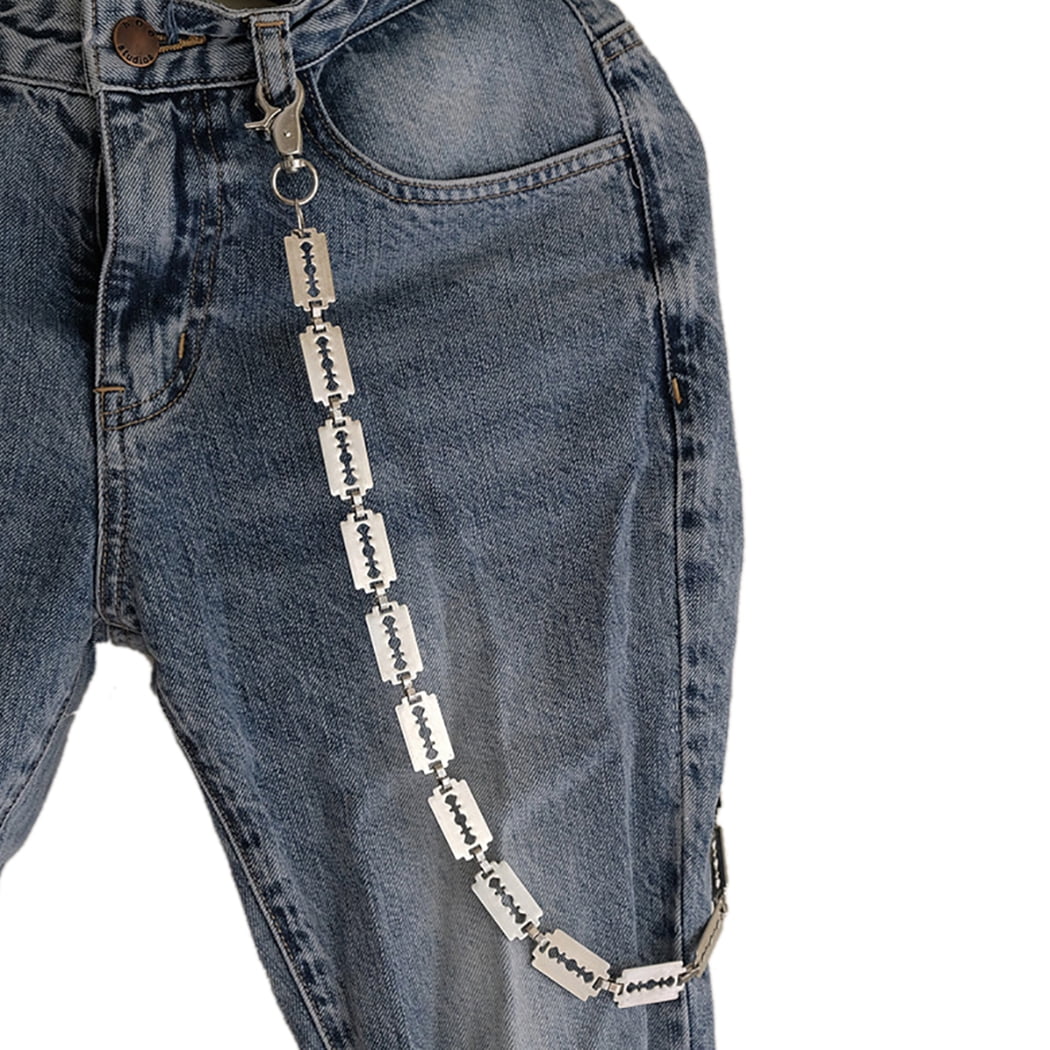 Coxeer Pants Chain Handmade Punk Retro Street Culture Trousers Chain Jeans Chain, Adult Unisex, Size: Free size, Silver