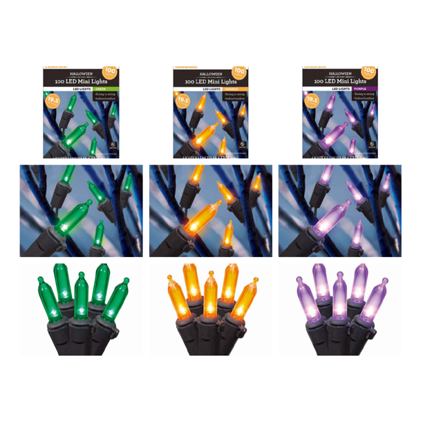 Way to Celebrate Halloween 100Count Indoor Outdoor LED Mini Lights