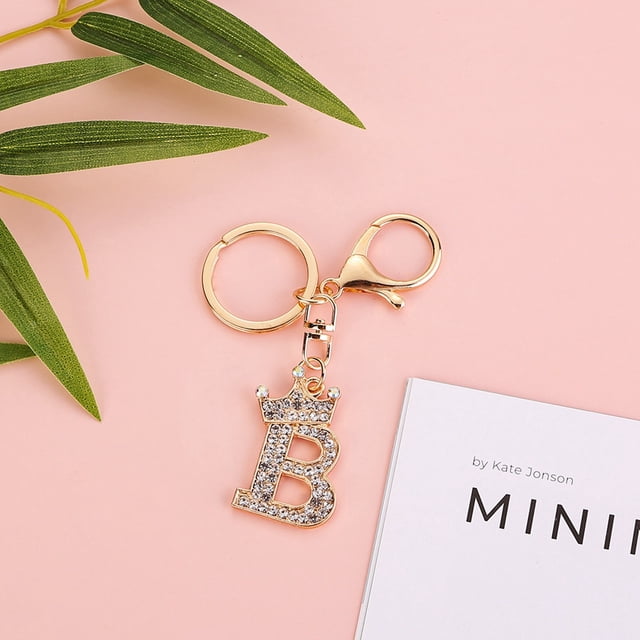 Stylish Metal Alphabet Letter Keychain Fashion Jewelry Accessory for Bags and Personal Items with Exquisite Encrusted Detailing
