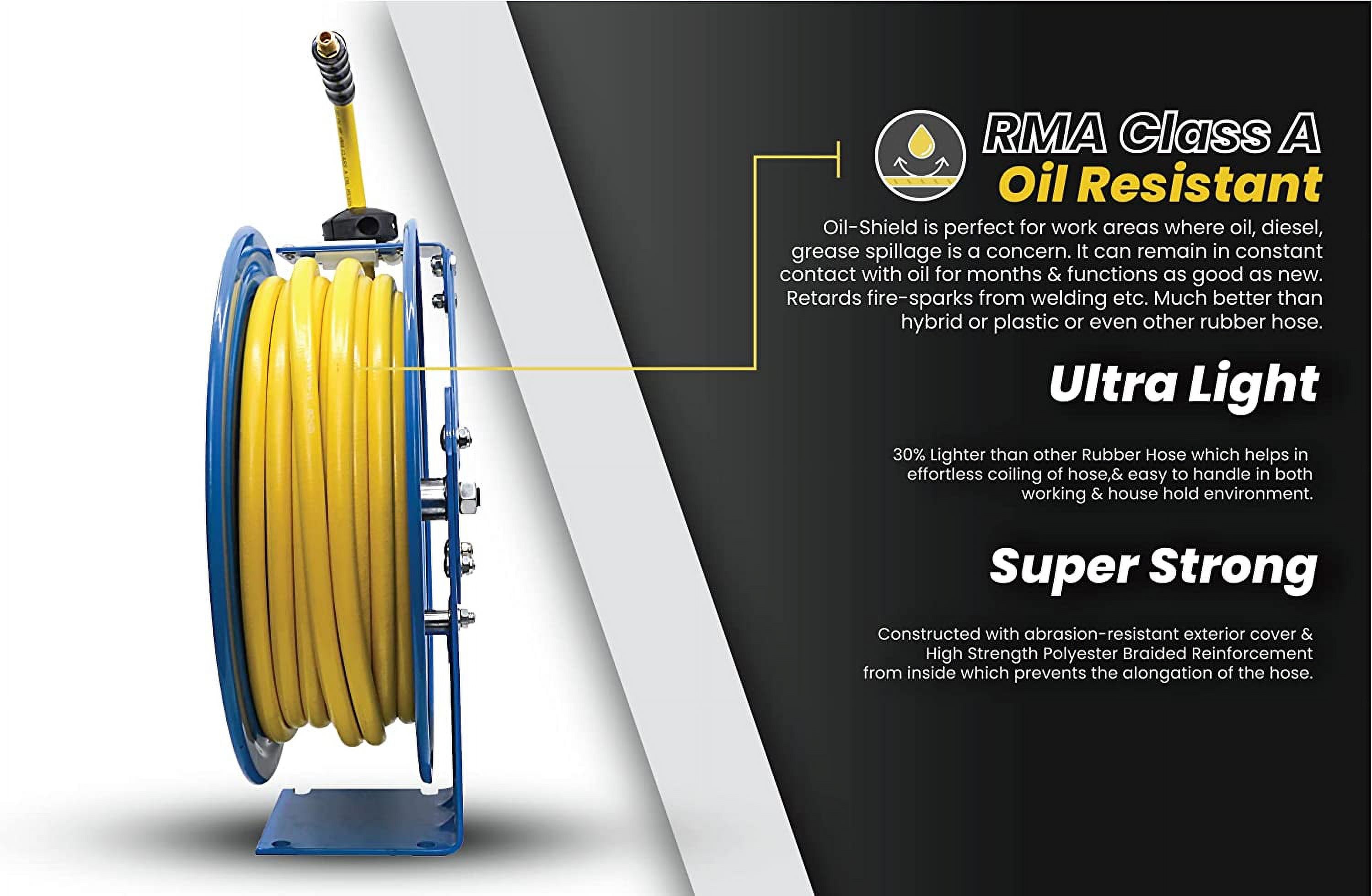 OS Air Hose on 18 Gauge Heavy Duty Reel 3/8" x 50' BluBird