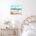 thumbnail image 4 of Blue Ocean Wall Art for Living Room, Pink Flamingo and Seashell Starfish on Tropical Beach Canvas Wall Art Natural Landscape Framed Wall Art Ready to Hang for Bathroom Bedroom Decor, 16X12 inches, 4 of 6