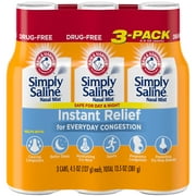 Arm & Hammer Simply Saline Nasal Mist Instant Relief for Everyday Congestion, 3 Pack Tray, 4.5 Oz