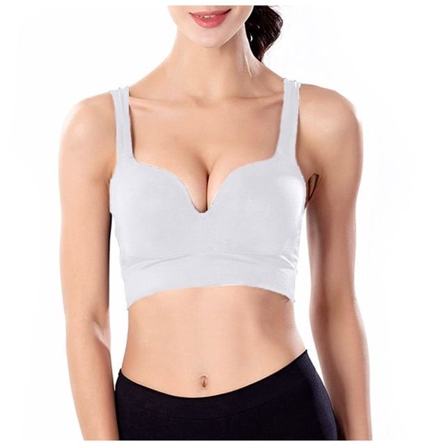 Curenmufel Sports Bras for Women Sports Bras for Women High Support High Impact Sports Bras for Women Large Bust Push up Racerback Workout Running Bra (White,L)