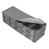 2 Pack Under Bed Storage Containers with Reinforced Handles | 5 Compartment Foldable Fabric Bins for Blankets, Comforters & Sweaters | Black Underbed Organizer for Clothes & Toys