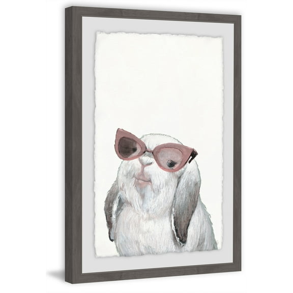 Posh Bunny Framed Painting Art Print, 12.00" x 1.50"