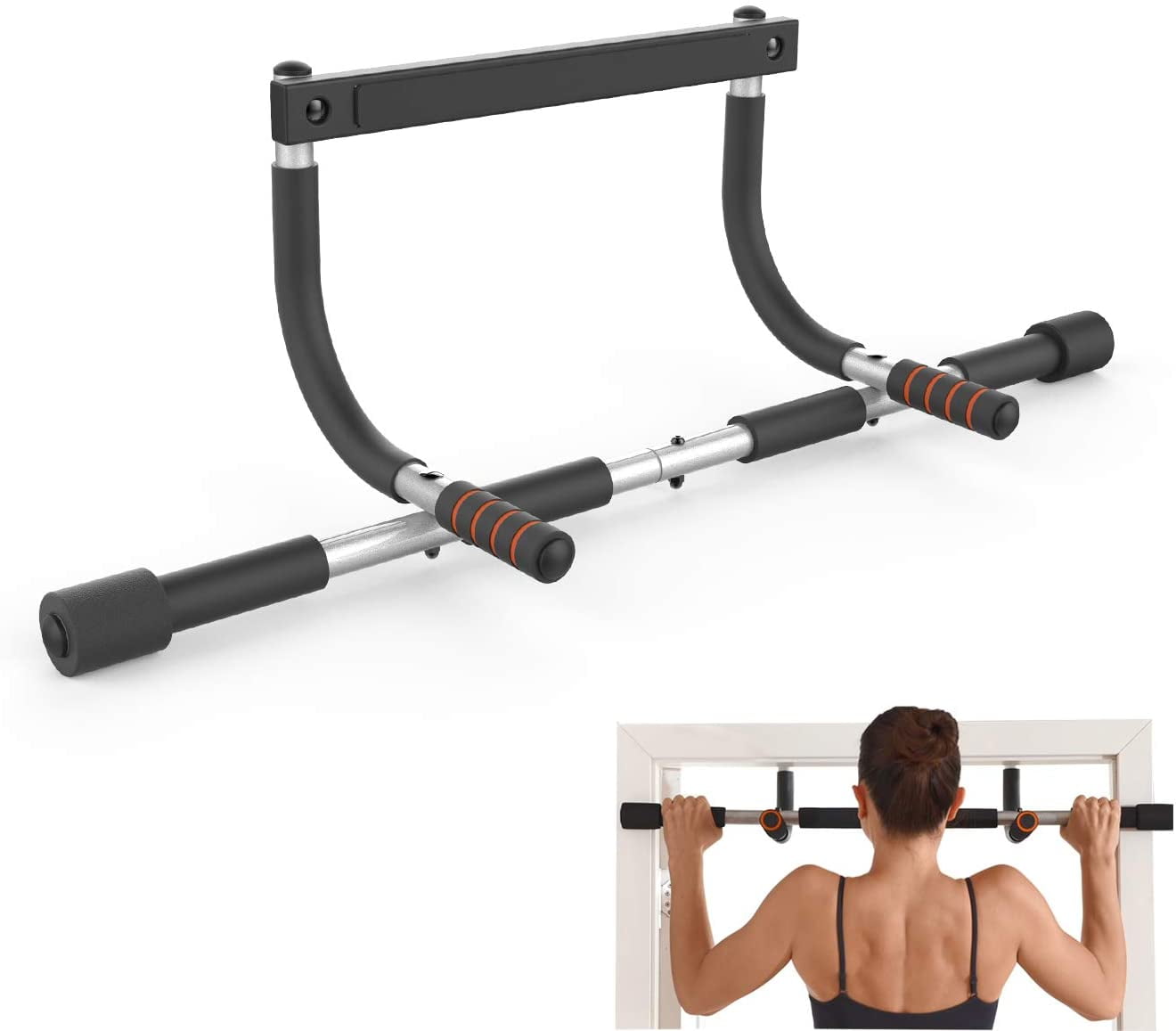 Pull up Bar Heavy-Duty Steel Floor Dips Doorway Pull Up Bar and Multi-Grip Chin-Up Chin Ups Bar Leg Raises Abdominal Exercises Total Body System Pull Up Bar for Doorway