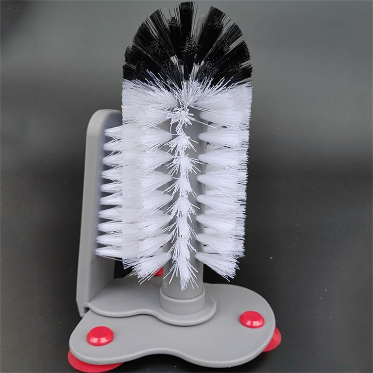 Water Bottle Cleaning Brush Glass Cup Washer with Suction Base Bristle  Brush for Beer Cup, Long Leg Cup, Red Wine Glass and More Bar Kitchen Sink  Home